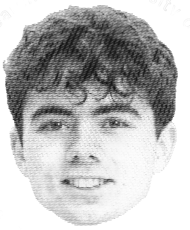 Stipple portrait of Tigo Ponce de León