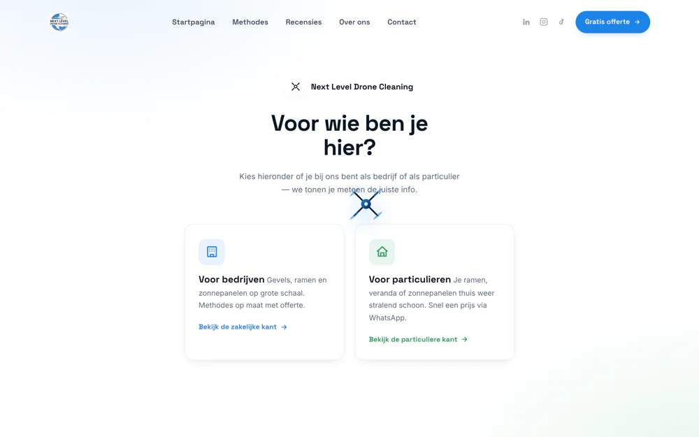 The Next Level Drone Cleaning website home page